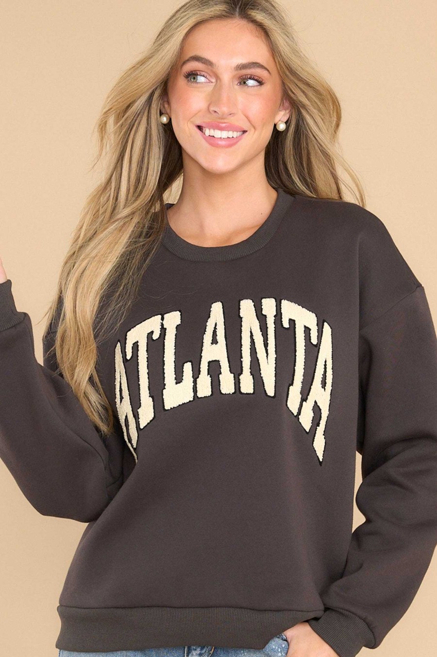 Clothing Red Dress Casual Tops | In Every City Sweatshirt Charcoal