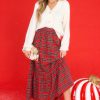 Clothing Red Dress Skirts | Out Of My Control Plaid Maxi Skirt Red