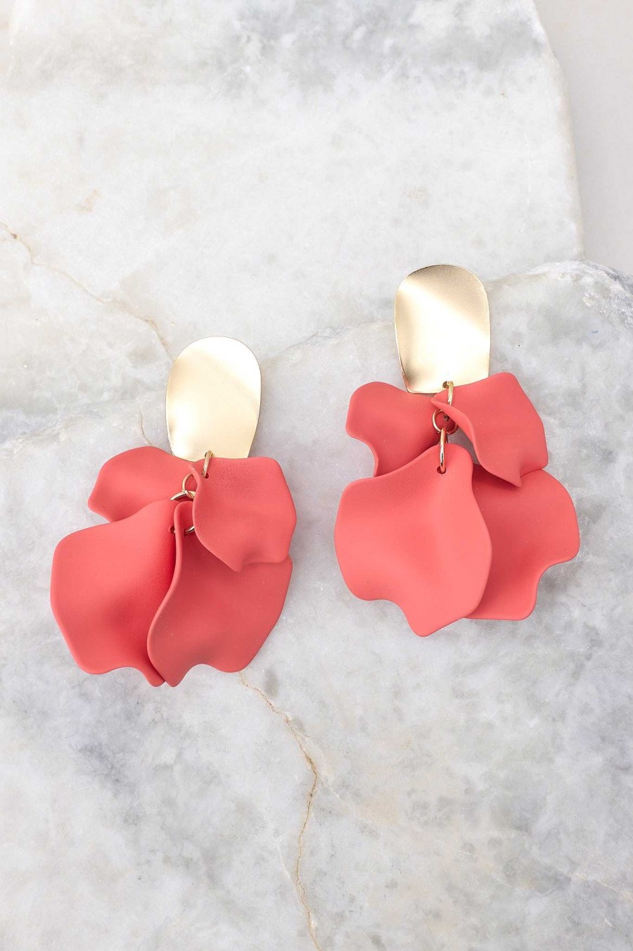 Jewelry Red Dress | Turning A New Leaf Gold Earrings Coral