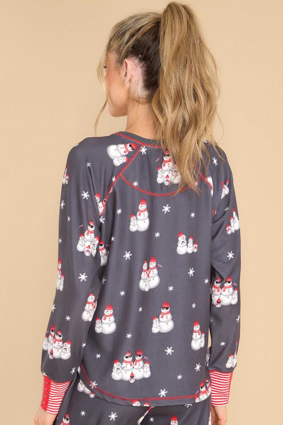Clothing PJ Salvage Matching Sets | Chillin' With My Snowmies Pj Top Charcoal
