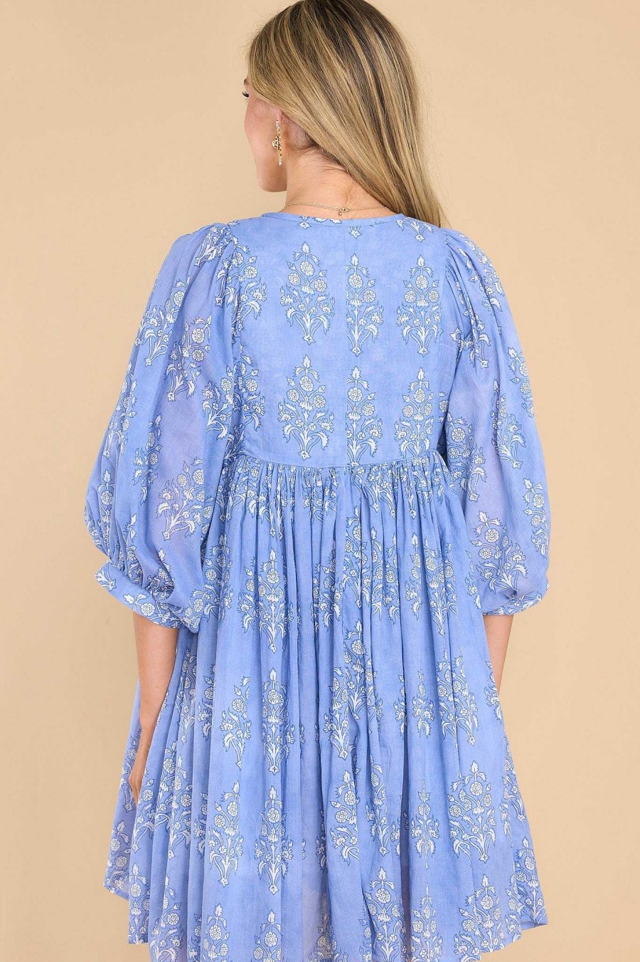 Clothing Victoria Dunn Mini Dresses | Clover Shadow Mini Dress Blue