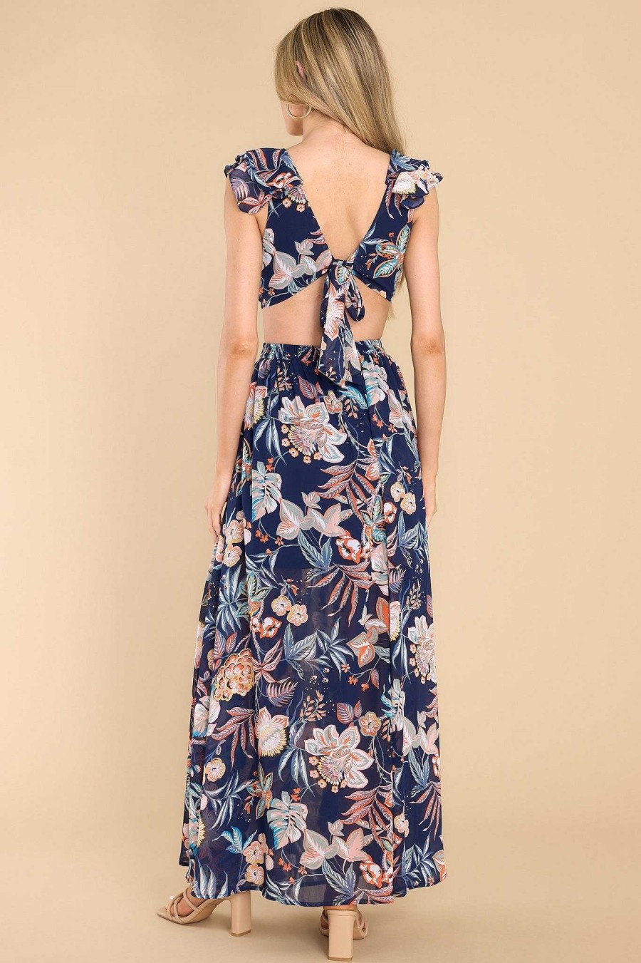 Clothing Red Dress Maxi Dresses | Sweet As Always Floral Maxi Dress Navy