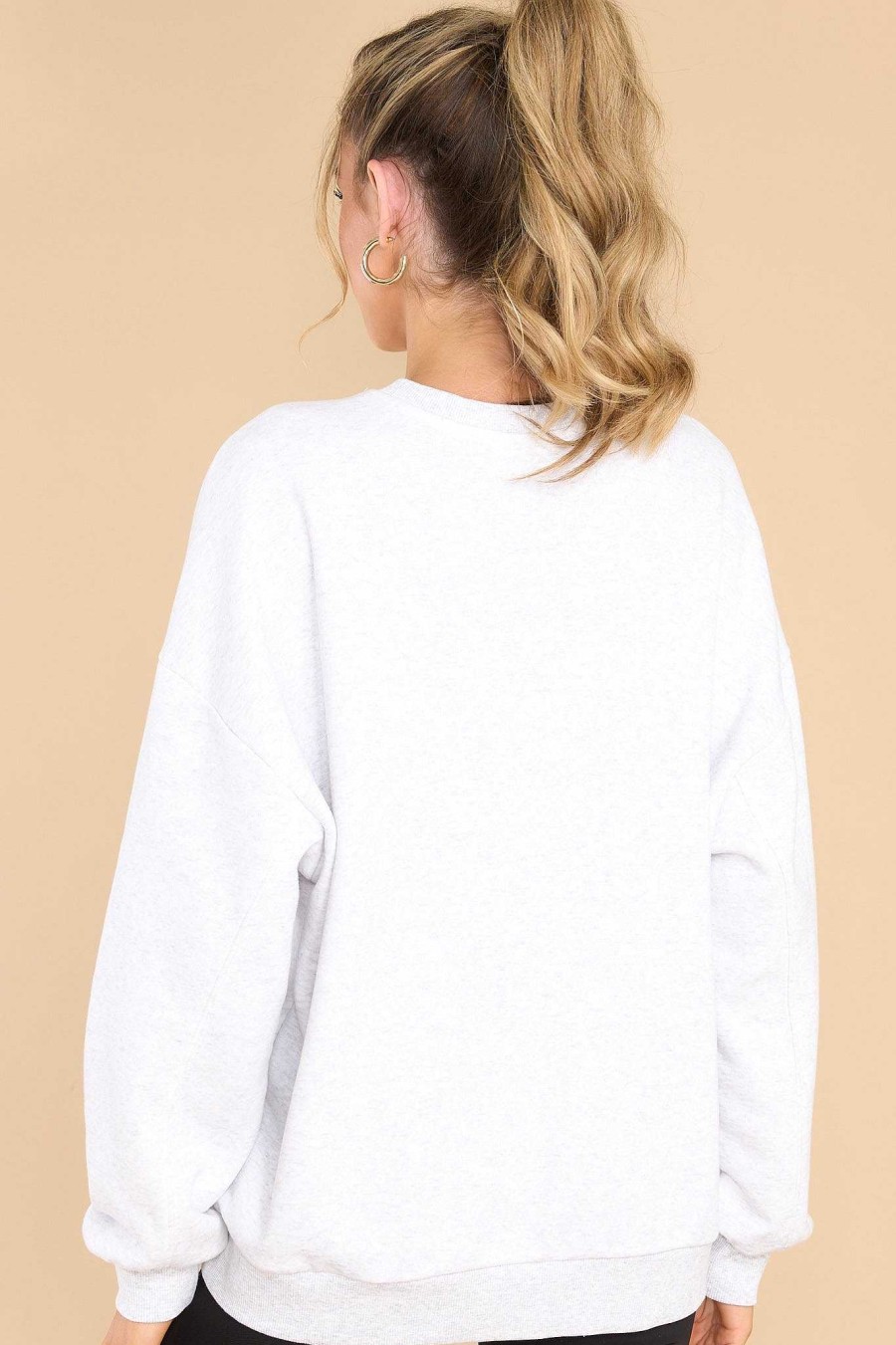 Clothing Z Supply Casual Tops | Oversized Game Day Light Heather Grey Sweatshirt Light Grey