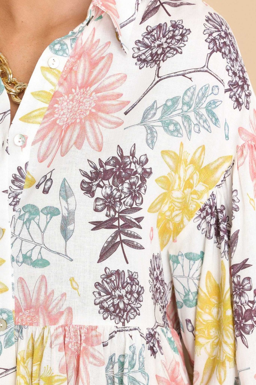 Clothing Aura Mini Dresses | This Is Your Sign Floral Print Dress Ivory