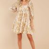 Clothing Red Dress Mini Dresses | Something'S Getting Started Ivory Floral Print Dress Gettingstarted Ivory