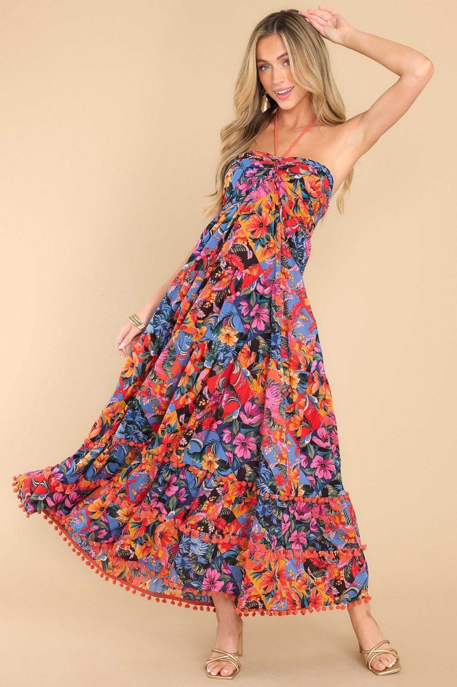 Clothing Red Dress Maxi Dresses | Alluring Dream Floral Print Maxi Dress Multi