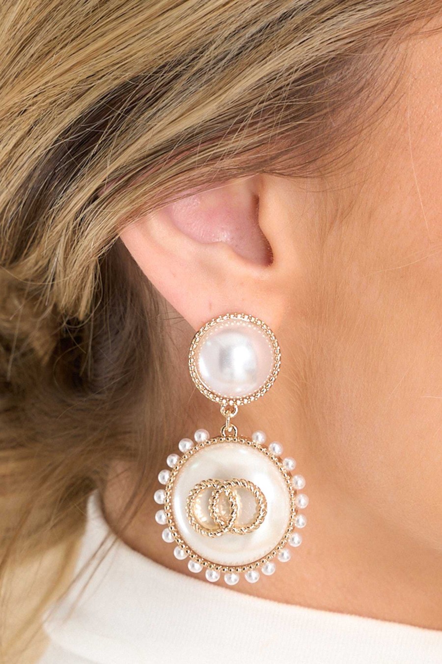 Jewelry Red Dress | Graceful Glamour Pearl Earrings Gold