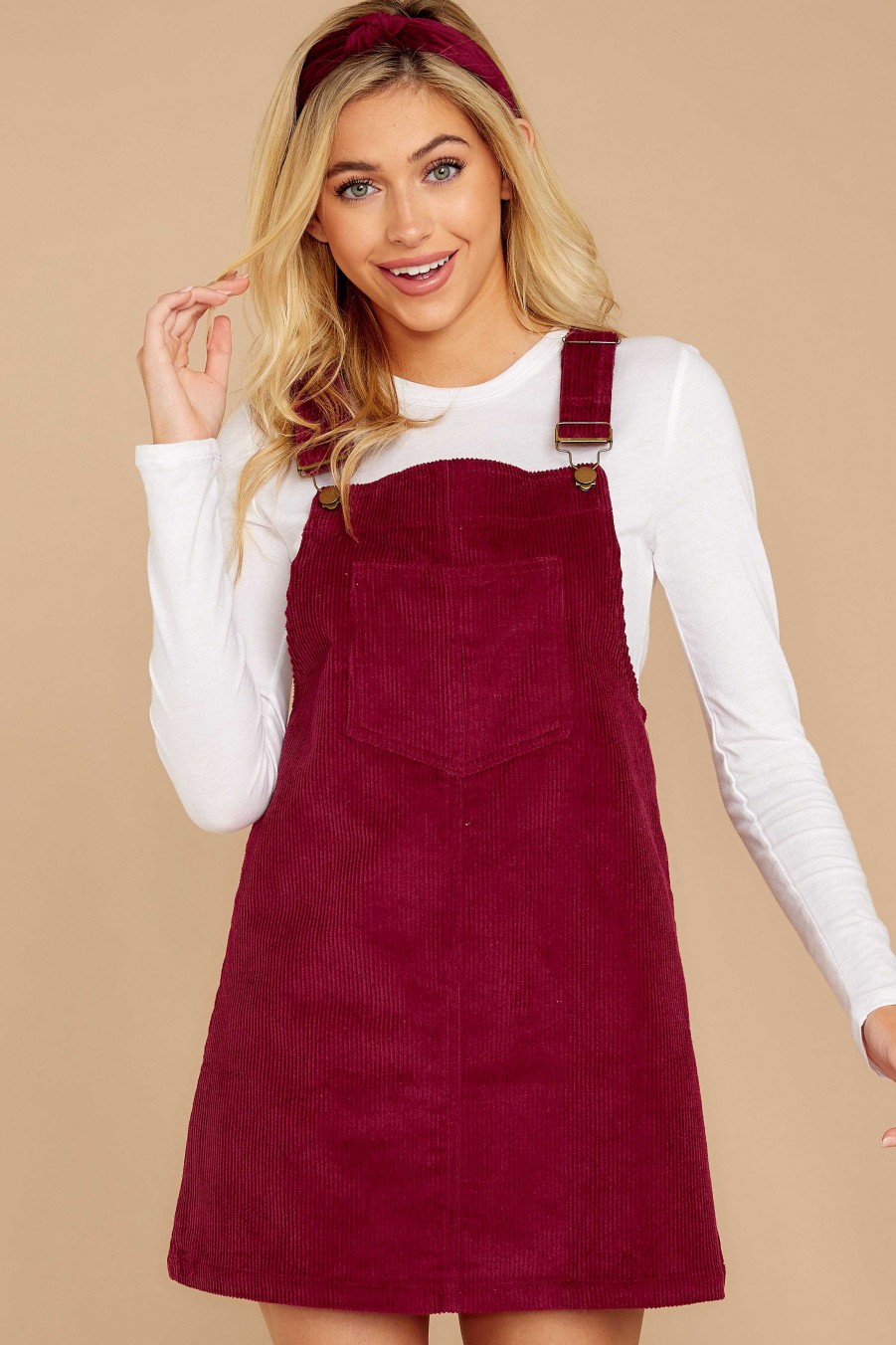 Clothing Audrey 3+1 Mini Dresses | Collegiate Cutie Corduroy Jumper Wine