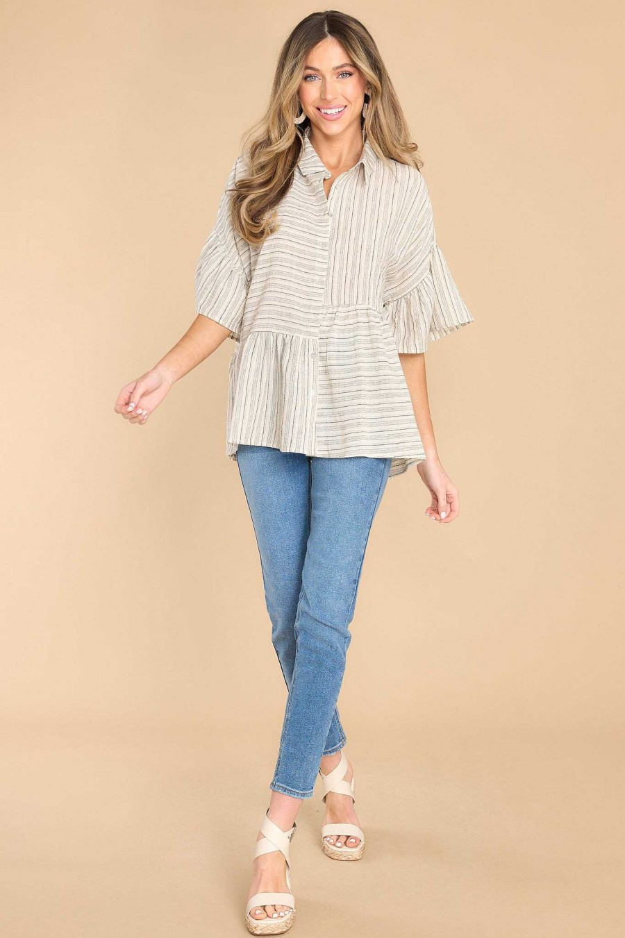 Clothing Red Dress Casual Tops | Forever Onward Stripe Top Ivory