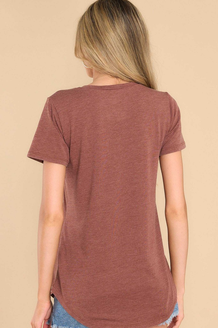 Clothing Z Supply Casual Tops | Dark Wood Pocket Tee Rose