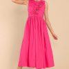 Clothing Red Dress Midi Dresses | Pretty And Perfect Midi Dress Fuchsia