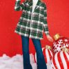 Clothing Aura Coats | Beauty And Style Plaid Coat Dark Emerald