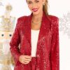 Clothing Red Dress Jackets | Just Pretend Sequin Blazer Red
