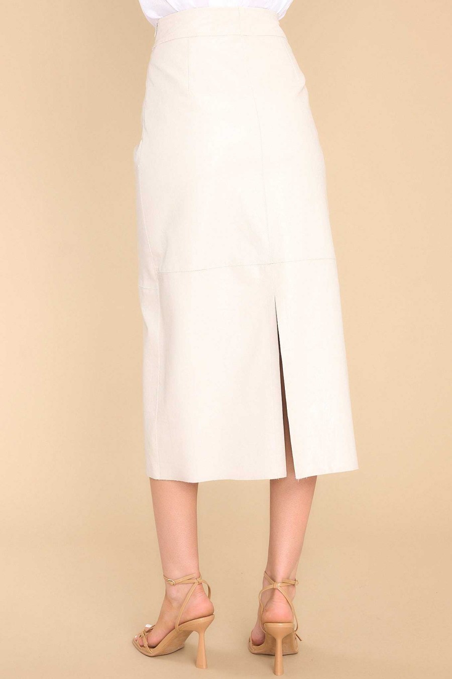 Clothing Red Dress Skirts | Through Open Doors Faux Leather Midi Skirt Bone