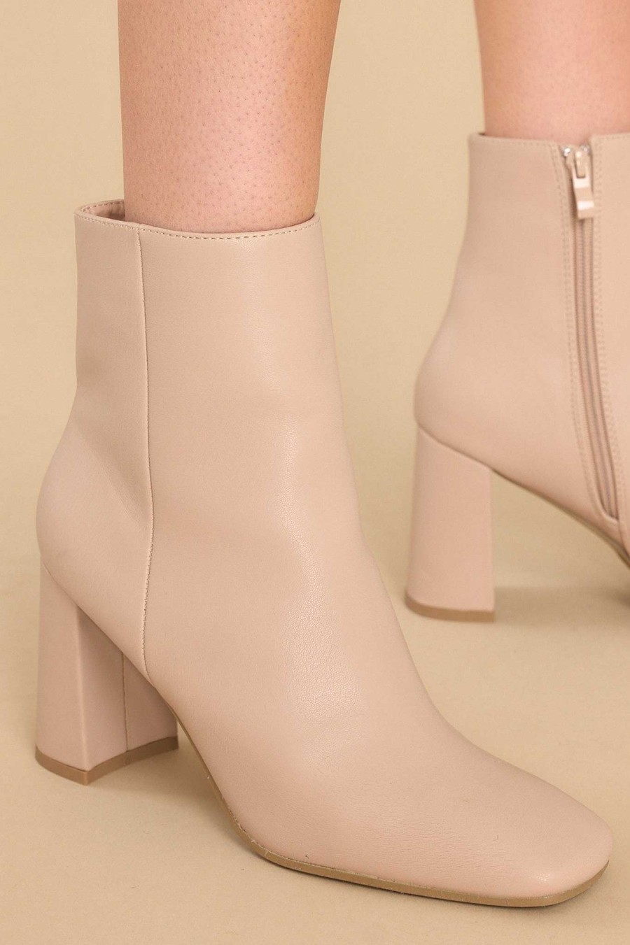 Shoes Red Dress Ankle Booties | On Your Side Ankle Booties Beige