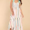 Clothing Aura Maxi Dresses | Wishing For You Multi Stripe Maxi Dress Desert Sage