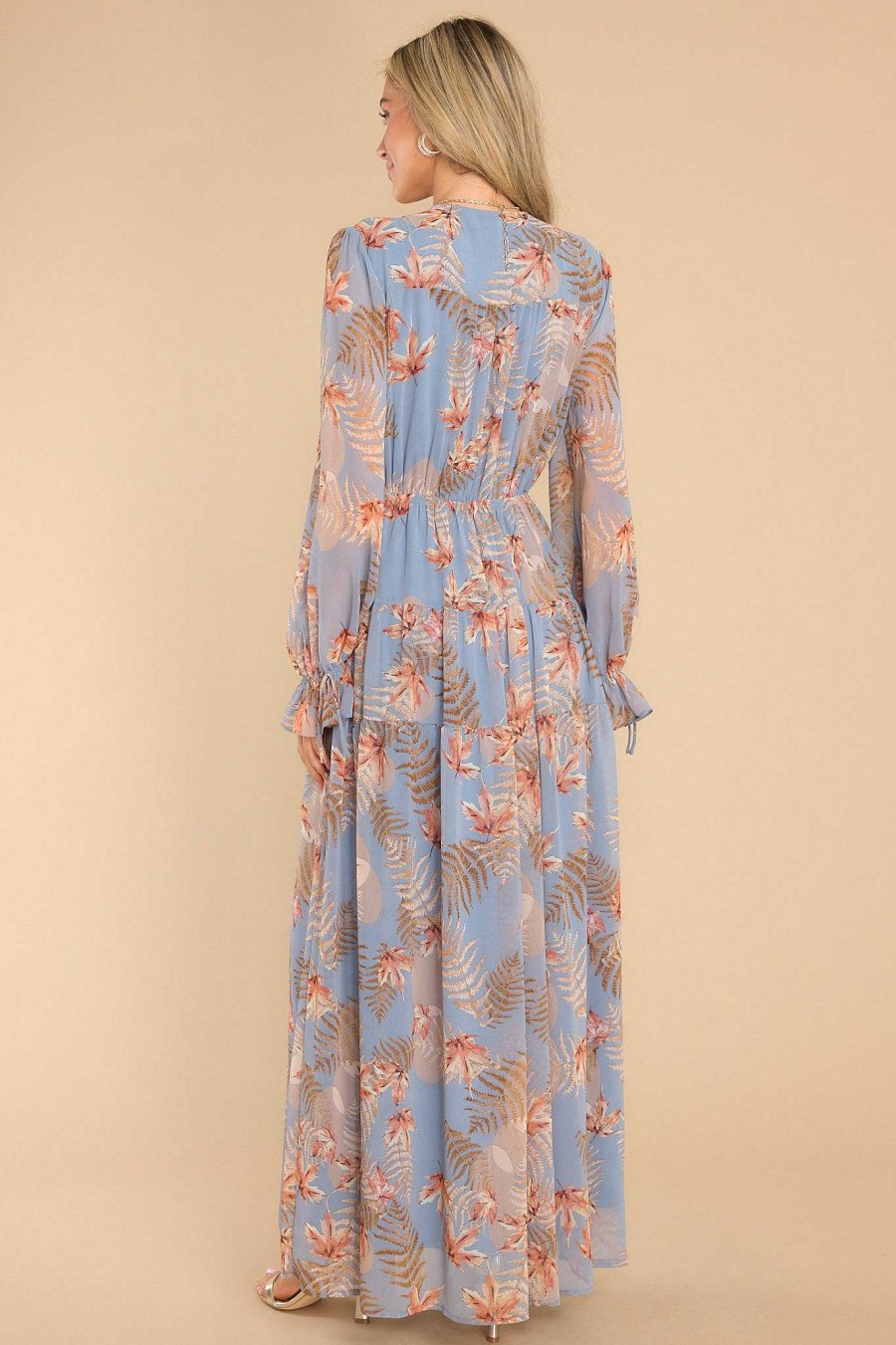 Clothing Red Dress Maxi Dresses | Enchanting Touch Print Maxi Dress Sky Blue