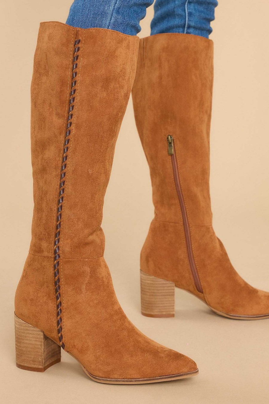 Shoes Red Dress High Heel Boots | Go Get 'Em Boots Tan