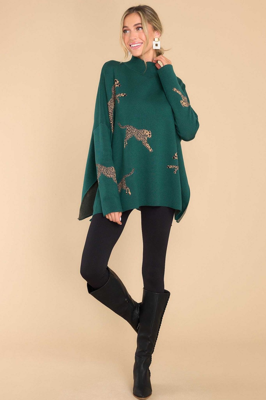 Clothing Red Dress Casual Tops | Queen Of The Jungle Sweater Green