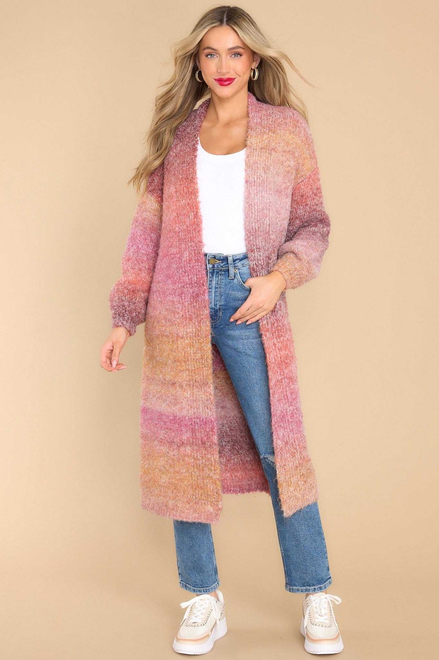 Clothing Red Dress Sweaters | It'S Forever Cardigan Dusty Rose