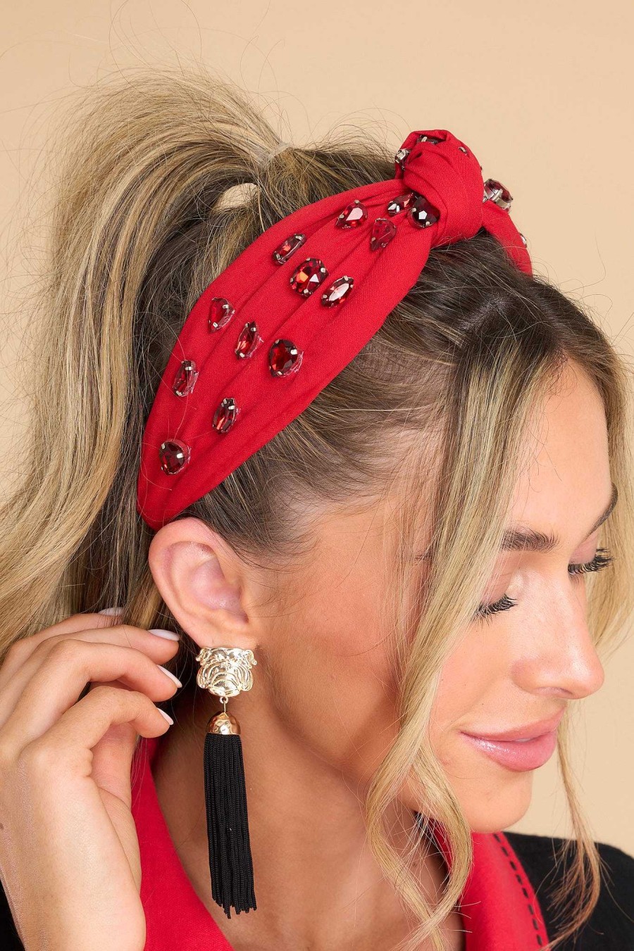 Accessories Red Dress Hair Accessories | Life Lessons Bejeweled Headband Red