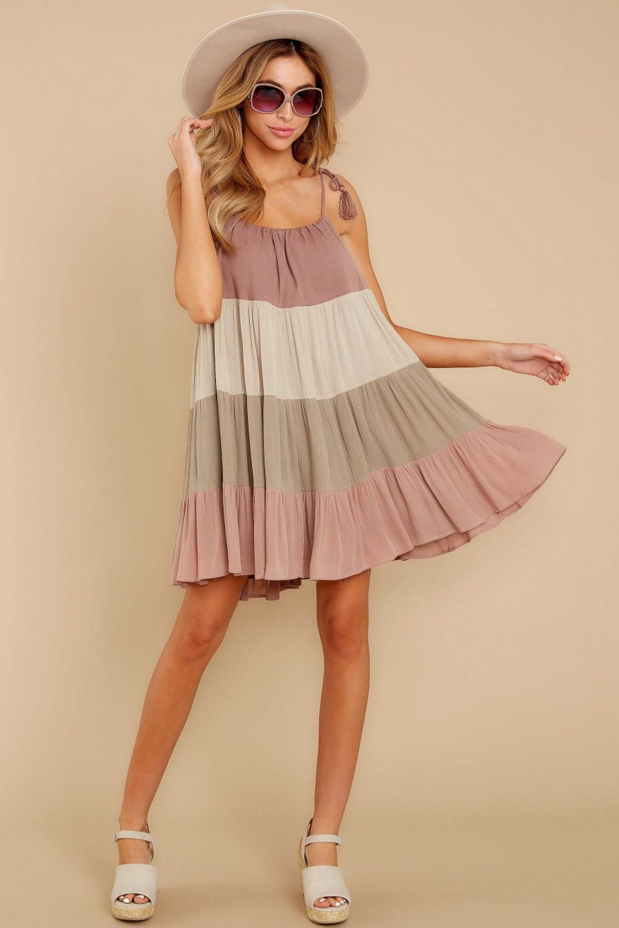 Clothing Red Dress Mini Dresses | Lost Horizon Taupe Multi Dress Beige