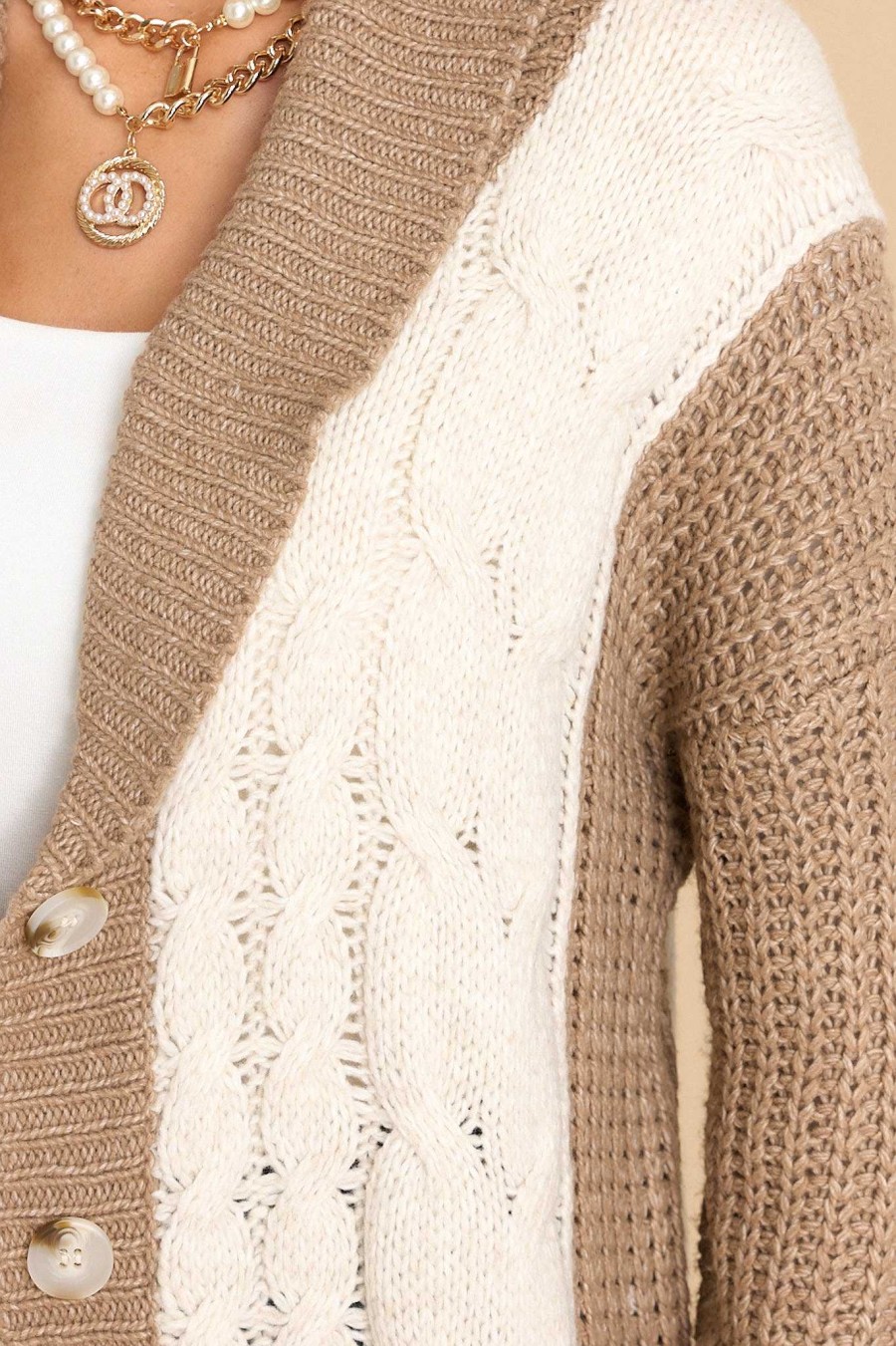 Clothing Red Dress Sweaters | Just For Me Cardigan Tan