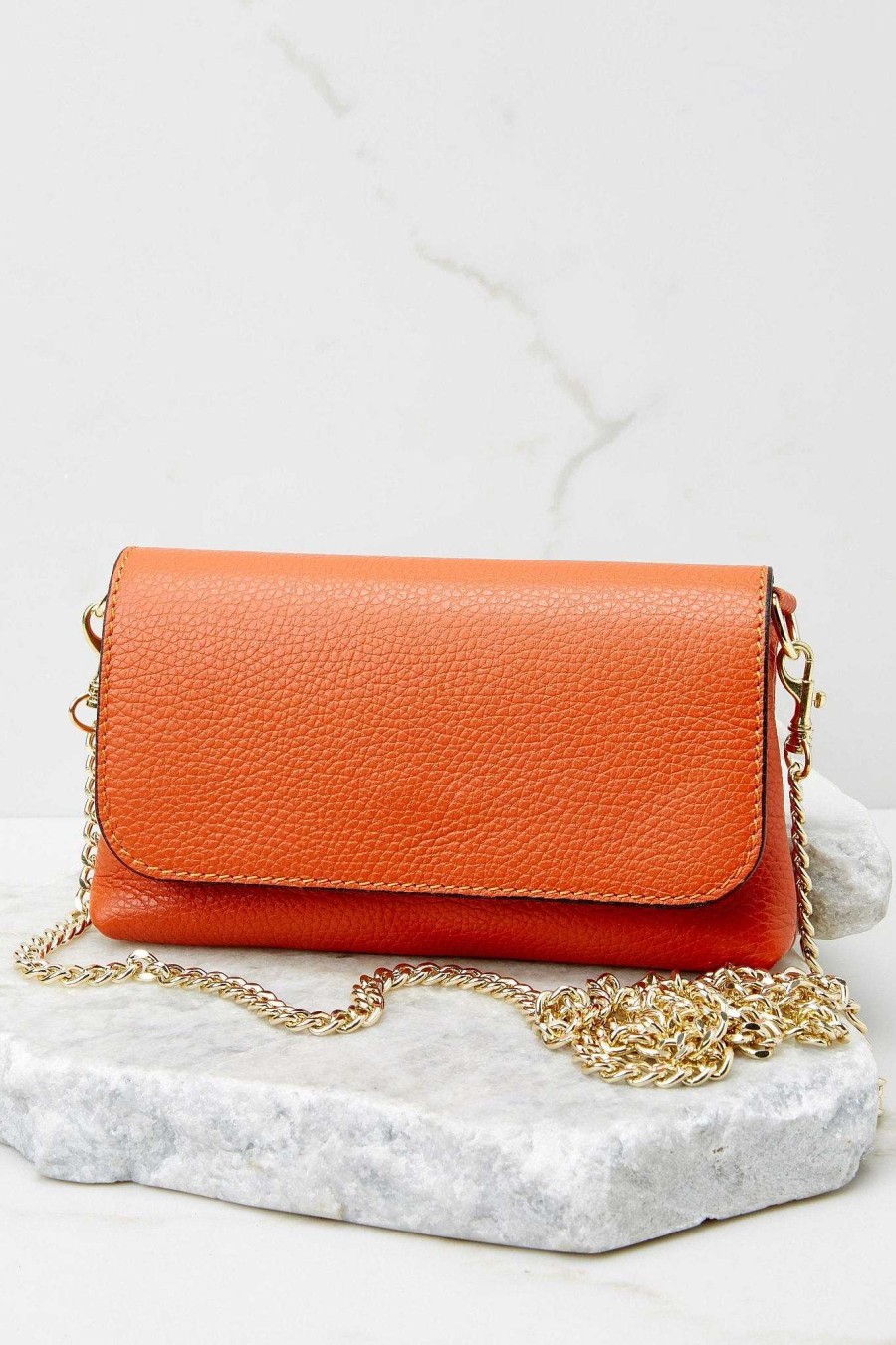 Accessories German Fuentes Clutches & Pouches | Little Lady Leather Bag Orange
