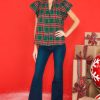 Clothing Aura Blouses & Shirts | Mistletoe Magic Plaid Top Emerald