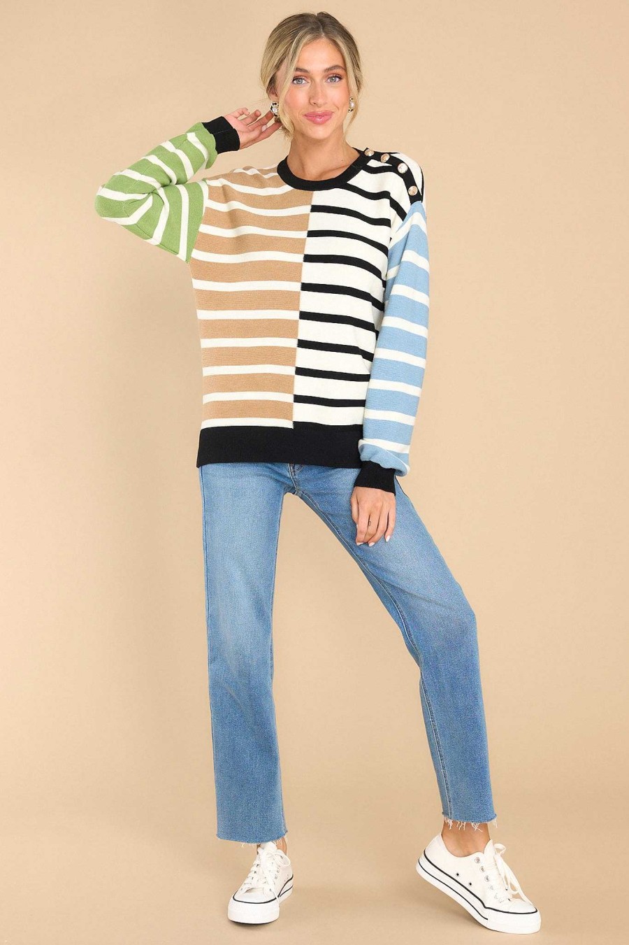 Clothing English Factory Casual Tops | Everything You Wanted Multi Stripe Top Ivory