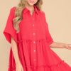 Clothing Aura Mini Dresses | My Best Self Cherry Dress Red