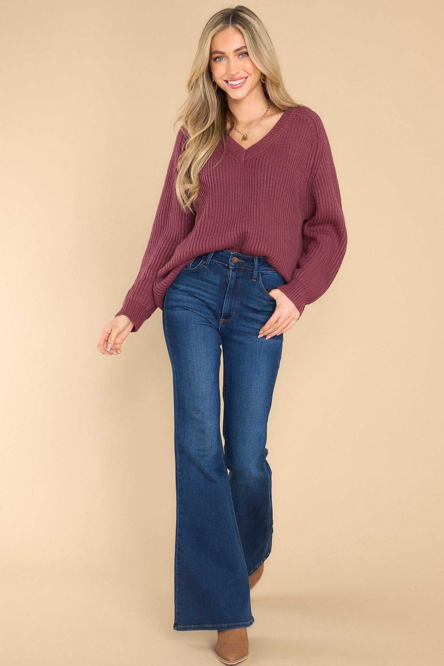 Clothing Red Dress Casual Tops | Just Makes Sense Sweater Light Plum