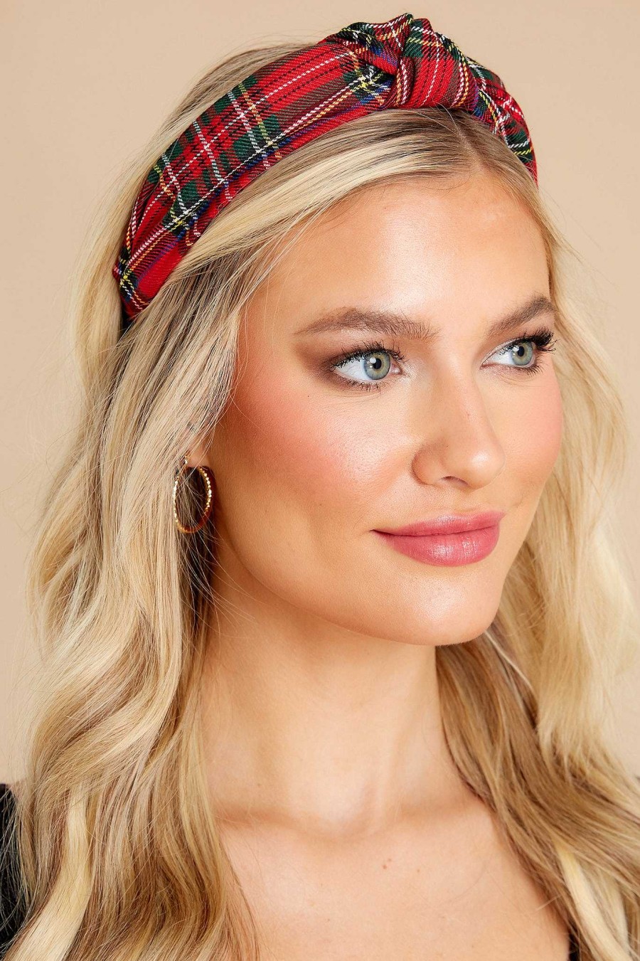 Accessories Red Dress Hair Accessories | Keeping With Tradition Plaid Headband Red