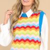 Clothing Red Dress Vests | Go Public Rainbow Striped Vest Blue
