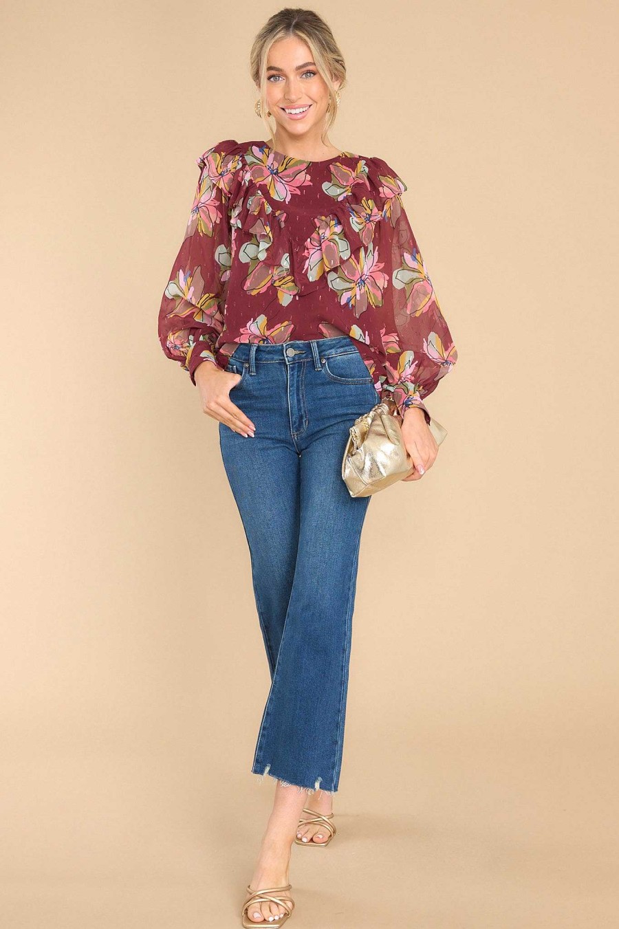 Clothing Crosby by Mollie Burch Blouses & Shirts | Flint Gallery Floral Top Wine