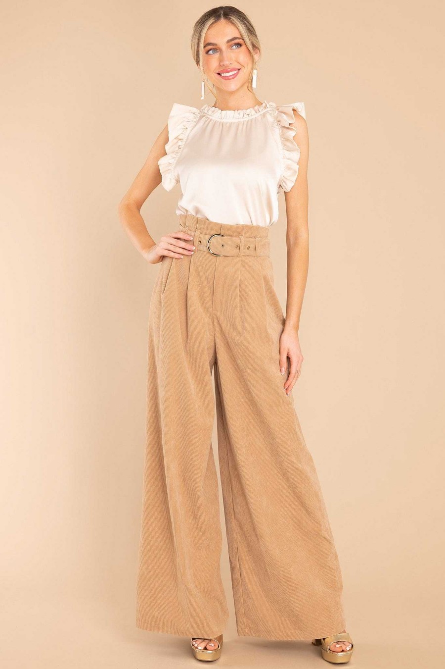 Clothing Aura Pants | Keeping It Classy Corduroy Pants Tan