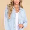 Clothing Z Supply Casual Tops | All Day Knit Denim Jacket Washed Indigo