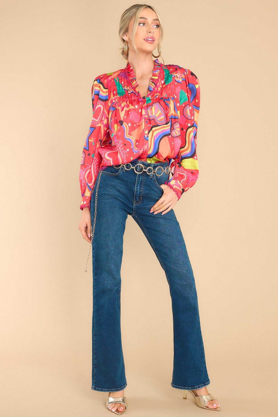 Clothing Alden Adair Blouses & Shirts | Oliver Star Gazing Top Tomato Red