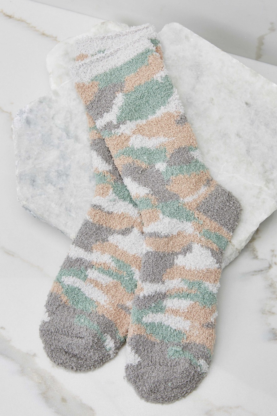 Accessories Z Supply Tights & Socks | Plush Camo Socks Light Sage