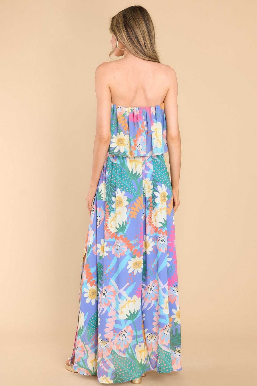 Clothing Red Dress Maxi Dresses | Paradise Island Multi Print Maxi Dress Blue