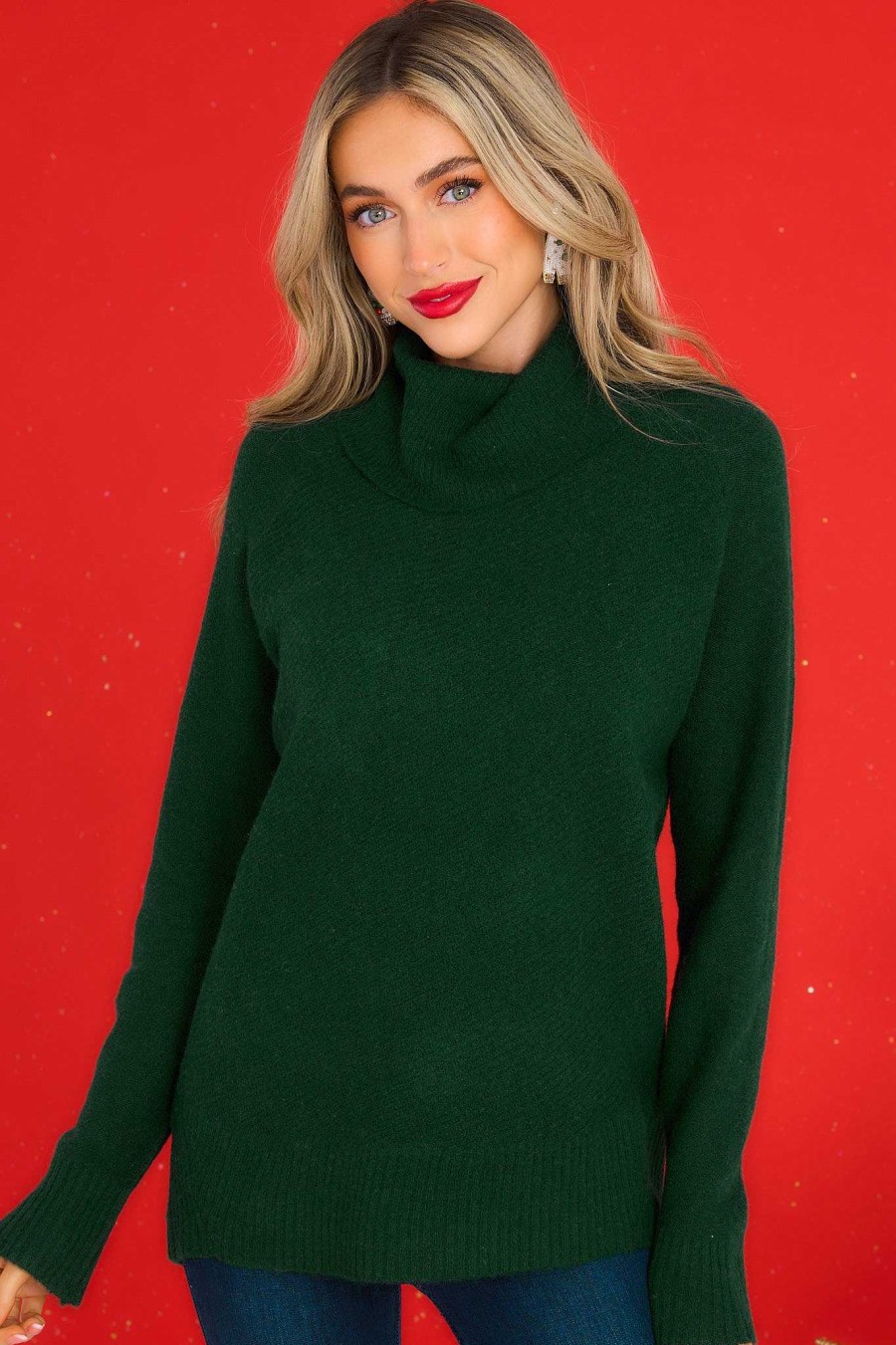 Clothing Red Dress Casual Tops | So Unbothered Sweater Hunter Green