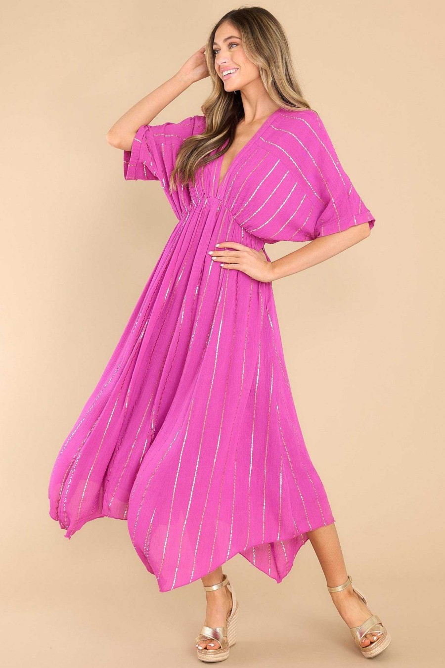 Clothing Red Dress Maxi Dresses | Always Shimmering Maxi Dress Magenta