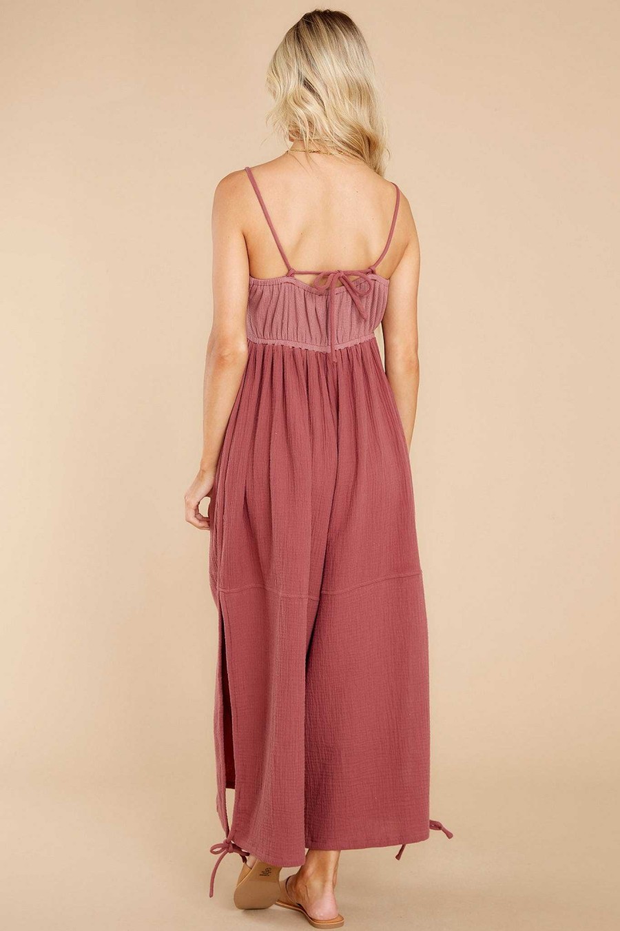 Clothing Red Dress Jumpsuits | Essence Of Perfection Jumpsuit Mauve Rose