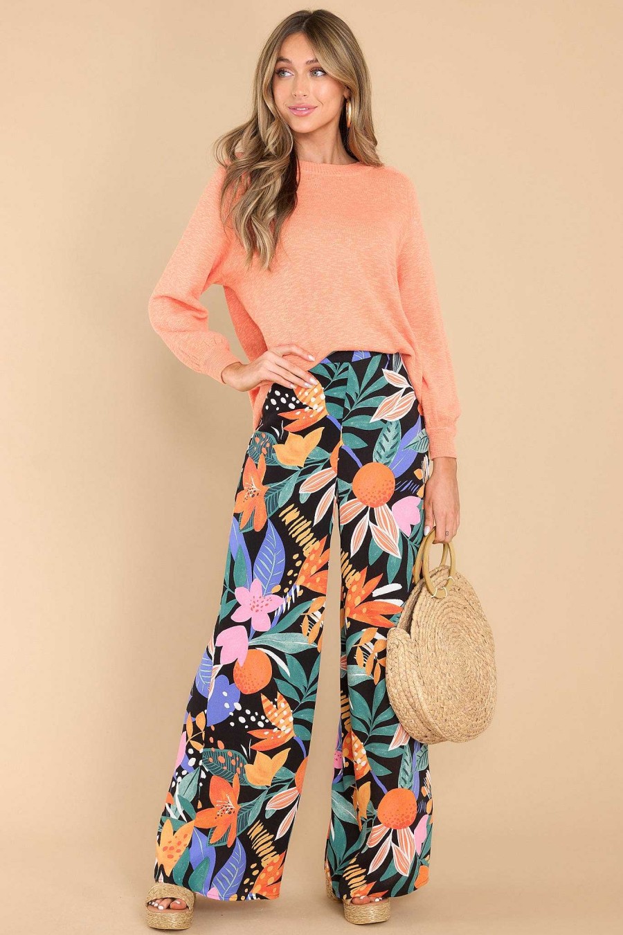 Clothing Red Dress Pants | Dance This Way Floral Print Pants Black
