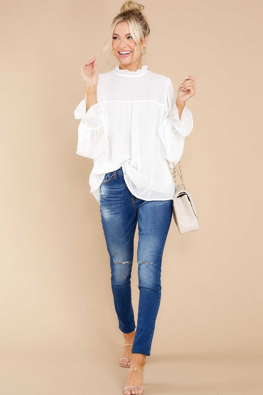 Clothing Red Dress Blouses & Shirts | Some Hearts Top White