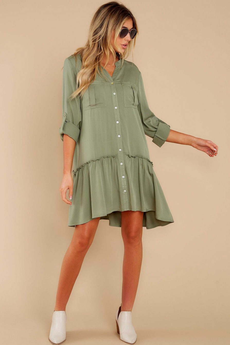 Clothing Aura Mini Dresses | Stick By You Dress Olive