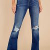 Clothing Red Dress Wide Leg | Surprise Them Distressed Flare Jeans Dark Wash