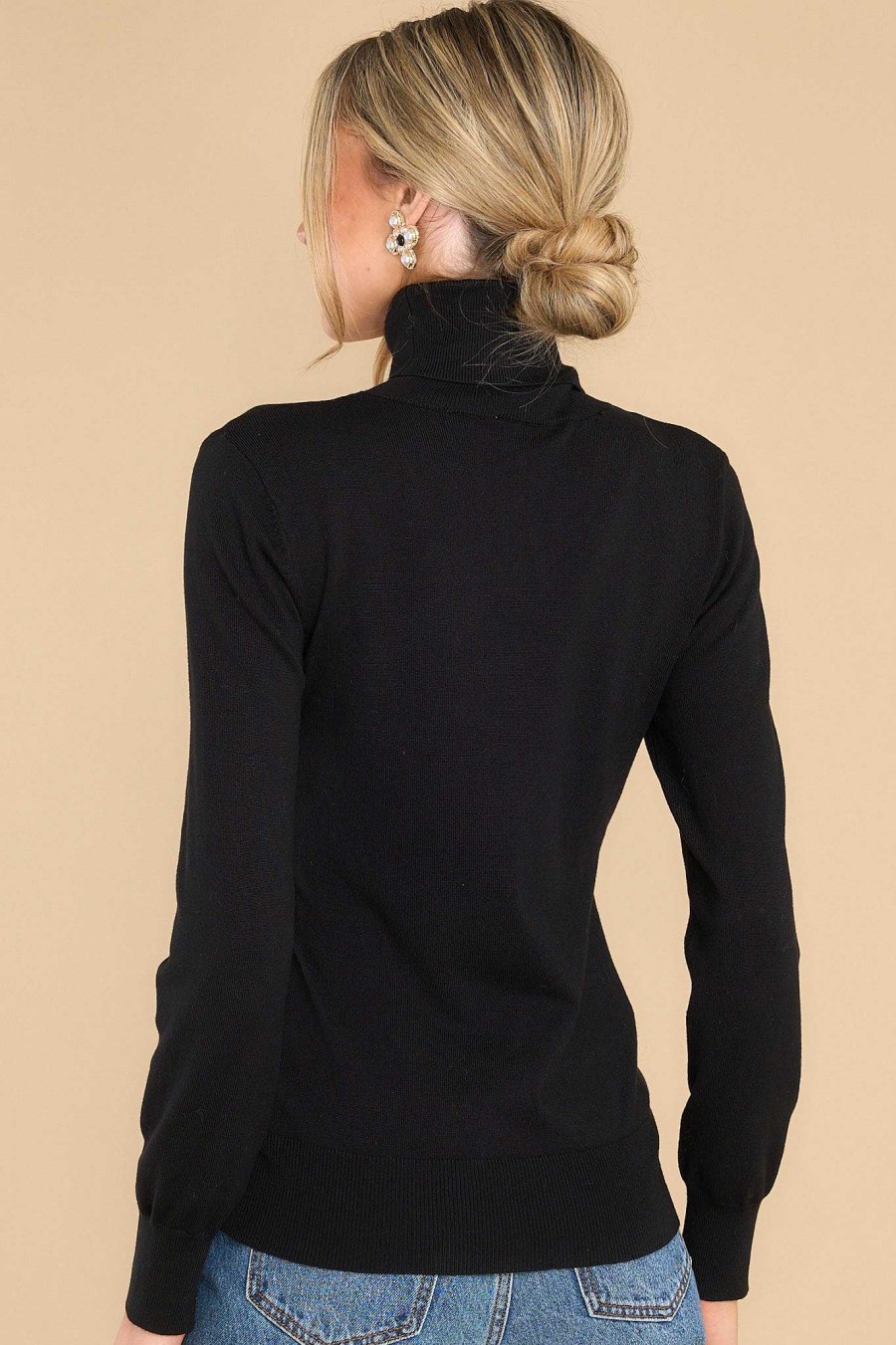 Clothing Red Dress Sweaters | Comfortable Charm Turtleneck Sweater Black