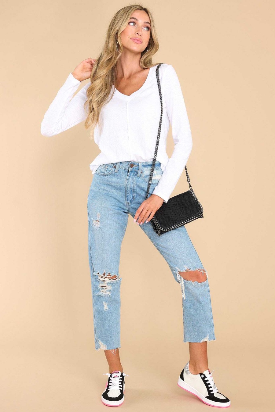 Clothing Z Supply Casual Tops | Dream Slub Long Sleeve Tee White
