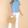 Clothing Red Dress Casual Tops | How Do I Know Top Chambray